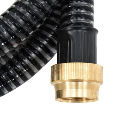 vidaXL Manguera de succión con conectores de latón PVC negro 29 mm 5 m