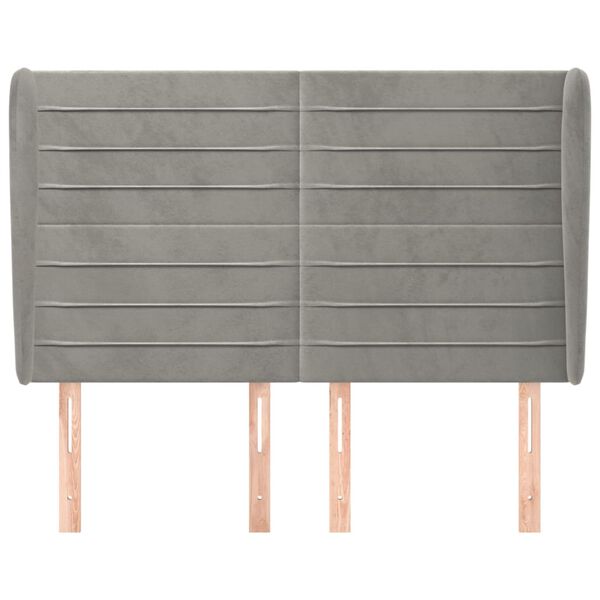 vidaXL Cabecero con orejas de terciopelo gris claro 147x23x118/128 cm