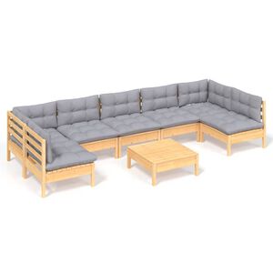 vidaXL Juego de muebles de jard&iacute;n 8 pzas y cojines madera maciza pino