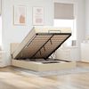 vidaXL Cama otomana con colch&oacute;n LED crema 140x190 cm tela