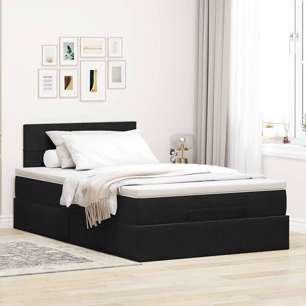 vidaXL Estructura de cama otomana colchón terciopelo negro 120x200cm