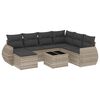 vidaXL Set de sof&aacute;s de jard&iacute;n 8 pzas y cojines rat&aacute;n sint&eacute;tico gris