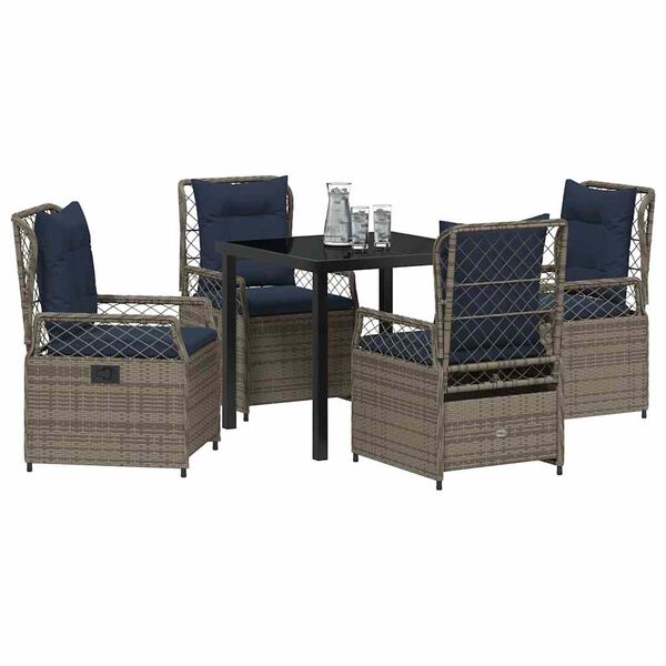 vidaXL Conjunto de Comedor de Jardín 5 pcs Gris ratán sintético