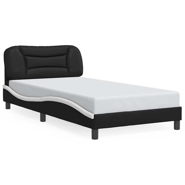vidaXL Estructura de cama sin colch&oacute;n Hvar cuero sint&eacute;tico negro y blanco