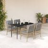vidaXL Set comedor de jard&iacute;n 5 pzas con cojines rat&aacute;n sint&eacute;tico beige