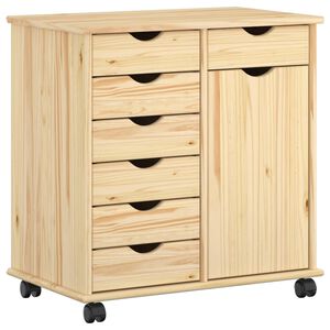 vidaXL Gabinete rodante 63,5 x 39 x 65,5 cm Madera de Pino Macizo