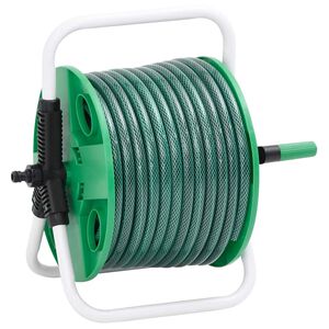 vidaXL Carrete de manguera de pie con set racores PVC verde 0,5" 20 m