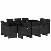 vidaXL Set de comedor jard&iacute;n 11 pzas con cojines rat&aacute;n sint&eacute;tico negro