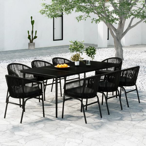 vidaXL Juego de comedor de jardín 9 piezas negro