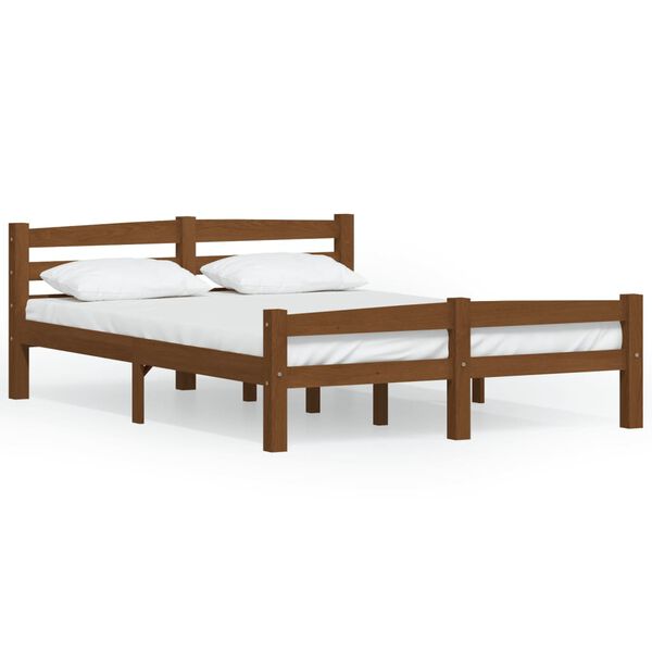 vidaXL Estructura cama sin colch&oacute;n madera pino marr&oacute;n miel 120x200 cm