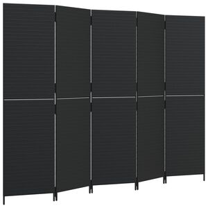 vidaXL Biombo de 5 paneles rat&aacute;n sint&eacute;tico negro