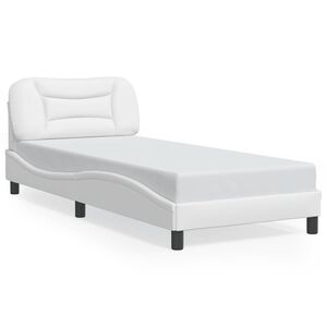 vidaXL Estructura de cama sin colch&oacute;n Hvar cuero sint&eacute;tico blanco 90x190 cm