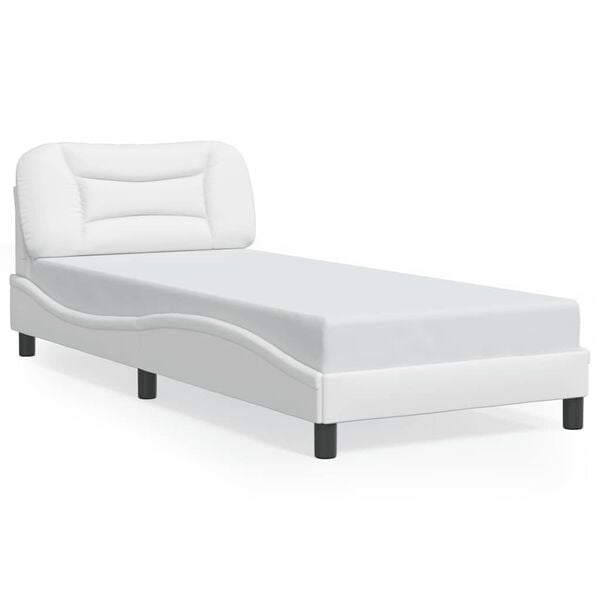 vidaXL Estructura de cama sin colch&oacute;n Hvar cuero sint&eacute;tico blanco 90x190 cm