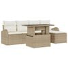 vidaXL Conjunto de sof&aacute; de jard&iacute;n 6 uds. Beige Polirat&aacute;n