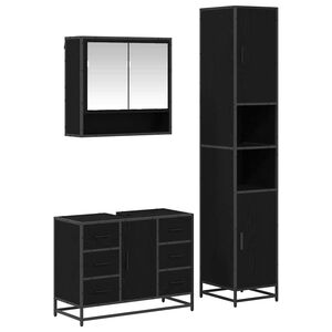 vidaXL Juego de muebles de ba&ntilde;o 3 uds. Roble Negro 90 x 33 x 60 cm