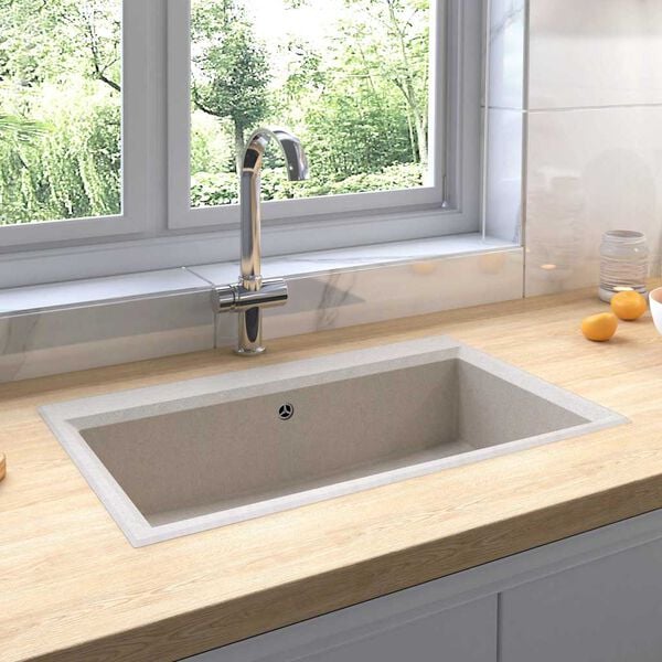 vidaXL Fregadero de cocina Beige 79 x 50 x 31 cm granito