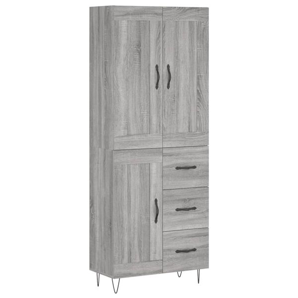 vidaXL Aparador alto madera contrachapada gris sonoma 69,5x34x180 cm