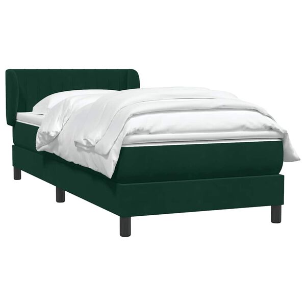 vidaXL Cama box spring con colch&oacute;n terciopelo verde oscuro 90x210 cm