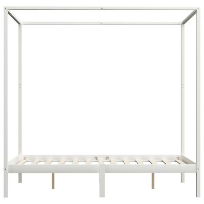 vidaXL Estructura de cama con dosel 2 cajones pino blanco 100x200 cm