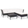 vidaXL Set muebles de jard&iacute;n 6 piezas y cojines rat&aacute;n sint&eacute;tico negro