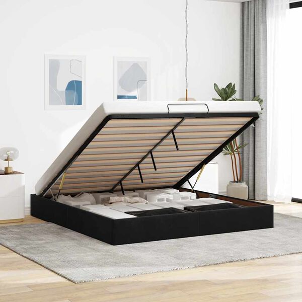 vidaXL Estructura cama otomana sin colchón terciopelo negra 200x200 cm