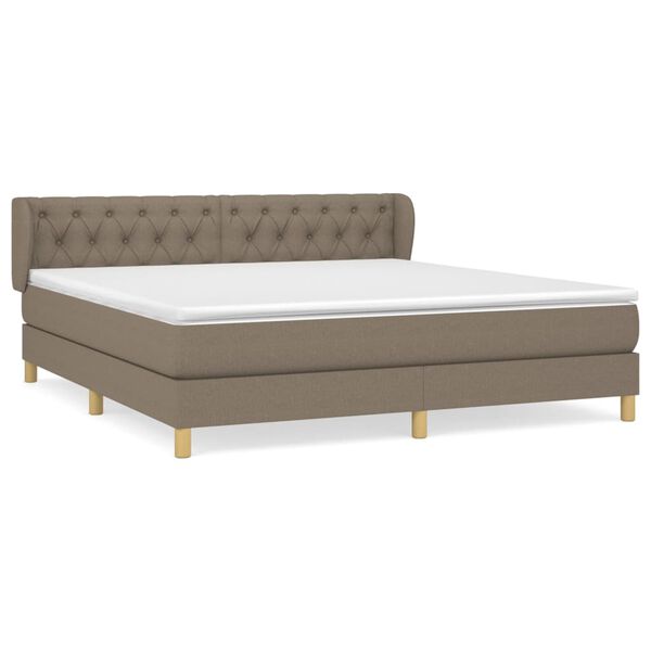 vidaXL Cama box spring con colch&oacute;n tela gris taupe 160x200 cm