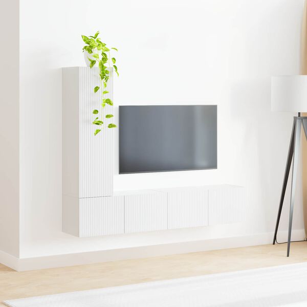 vidaXL Conjunto de mueble de TV 3 pcs brillante Madera de ingenier&iacute;a