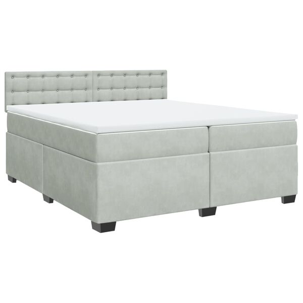 vidaXL Cama box spring con colch&oacute;n terciopelo gris claro 200x200 cm