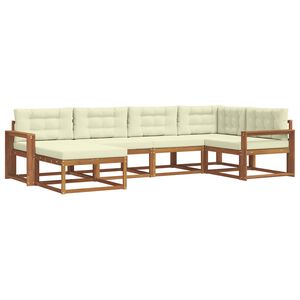 vidaXL Conjunto de sof&aacute;s de exterior con coj&iacute;n 6 pcs Natural y Crema