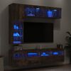 vidaXL Muebles de TV de pared con luces LED 7 piezas roble ahumado