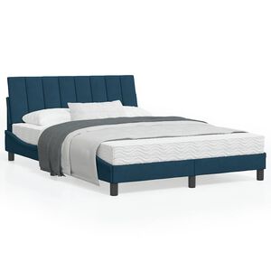 vidaXL Cama con colch&oacute;n Hanko azul terciopelo 120x200 cm