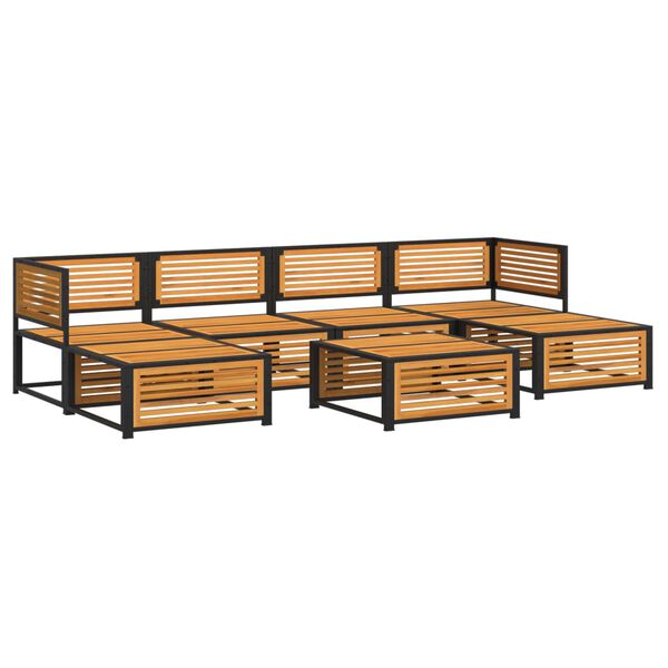 vidaXL Set de sof&aacute;s de jard&iacute;n con cojines 7 pzas madera maciza acacia