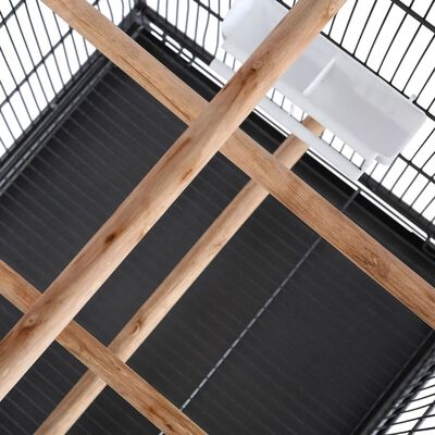 vidaXL Jaula para pájaros con techo de acero negro 54x54x146 cm