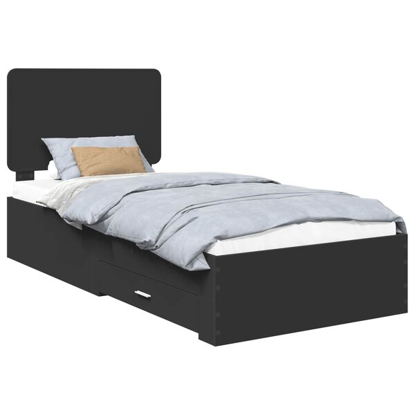 vidaXL Estructura de cama Negro 75 x 190 cm Madera de ingeniería
