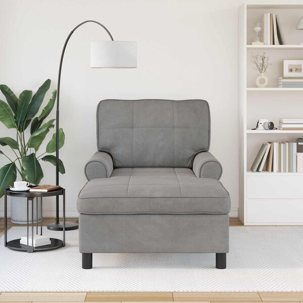 vidaXL Sill&oacute;n reclinable Gris Claro 91 x 157 x 91 cm Terciopelo