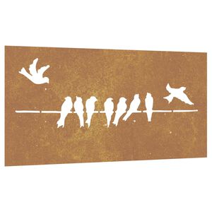 vidaXL Adorno de pared de jard&iacute;n acero corten dise&ntilde;o p&aacute;jaros 105x55 cm