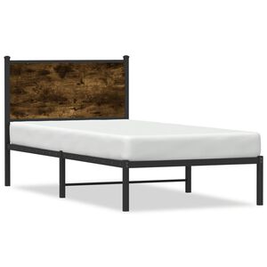 vidaXL Estructura de cama sin colch&oacute;n metal roble ahumado 90x190 cm