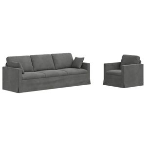 vidaXL Juego de Sof&aacute; 2 pcs Gris oscuro 228 x 78 x 80 cm Terciopelo