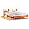 vidaXL Cama con estanter&iacute;a sin colch&oacute;n madera maciza marr&oacute;n 160x200 cm