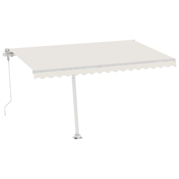 vidaXL Toldo autom&aacute;tico con LED y sensor de viento crema 450x350 cm