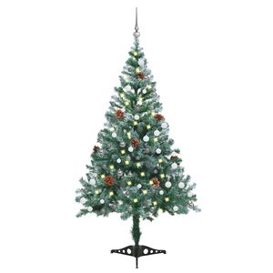 vidaXL &Aacute;rbol de Navidad helado con luces LED, bolas y pi&ntilde;as 150 cm