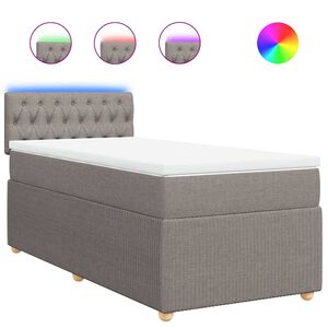 vidaXL Cama box spring con colch&oacute;n tela gris taupe 80x200 cm
