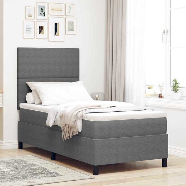 vidaXL Cama tipo Box Spring Gris claro y . 90 x 200 cm Tela de Pana