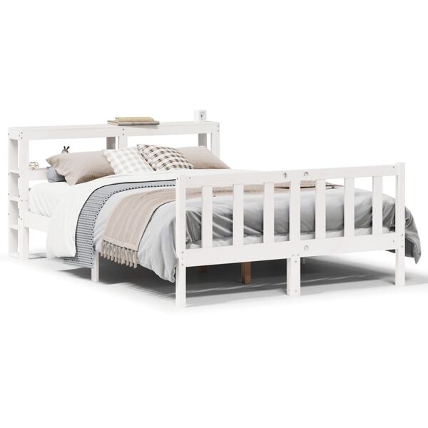 vidaXL Estructura de cama sin colchón madera de pino blanco 135x190 cm