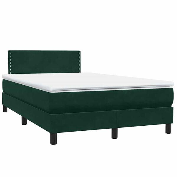 vidaXL Cama box spring con colch&oacute;n terciopelo verde oscuro 120x210 cm