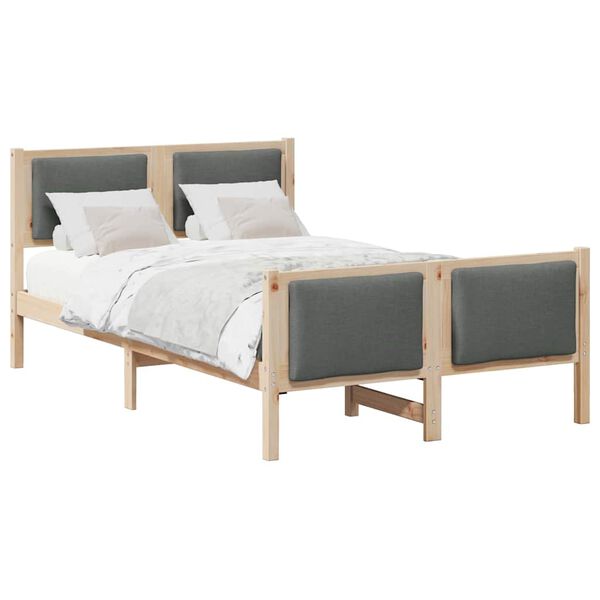 vidaXL Estructura de cama con cabecera Gris oscuro 120 x 200 cm tela