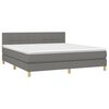 vidaXL Cama box spring con colch&oacute;n y LED tela gris oscuro 160x200 cm