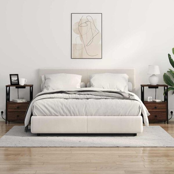 vidaXL Armario de Noche con caj&oacute;n 2 pcs Roble Marr&oacute;n 40 x 31 x 60 cm