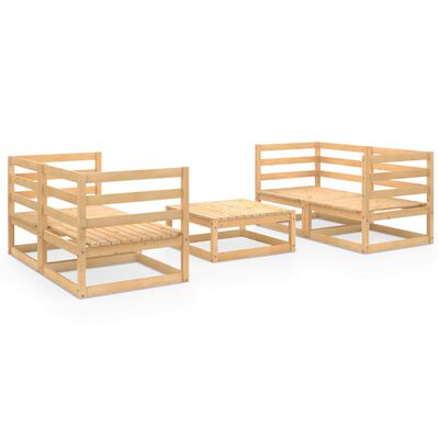 vidaXL Juego de muebles de jardín 5 piezas madera maciza de pino
