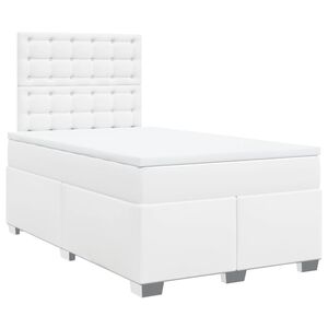 vidaXL Cama box spring con colch&oacute;n cuero sint&eacute;tico blanco 120x200 cm